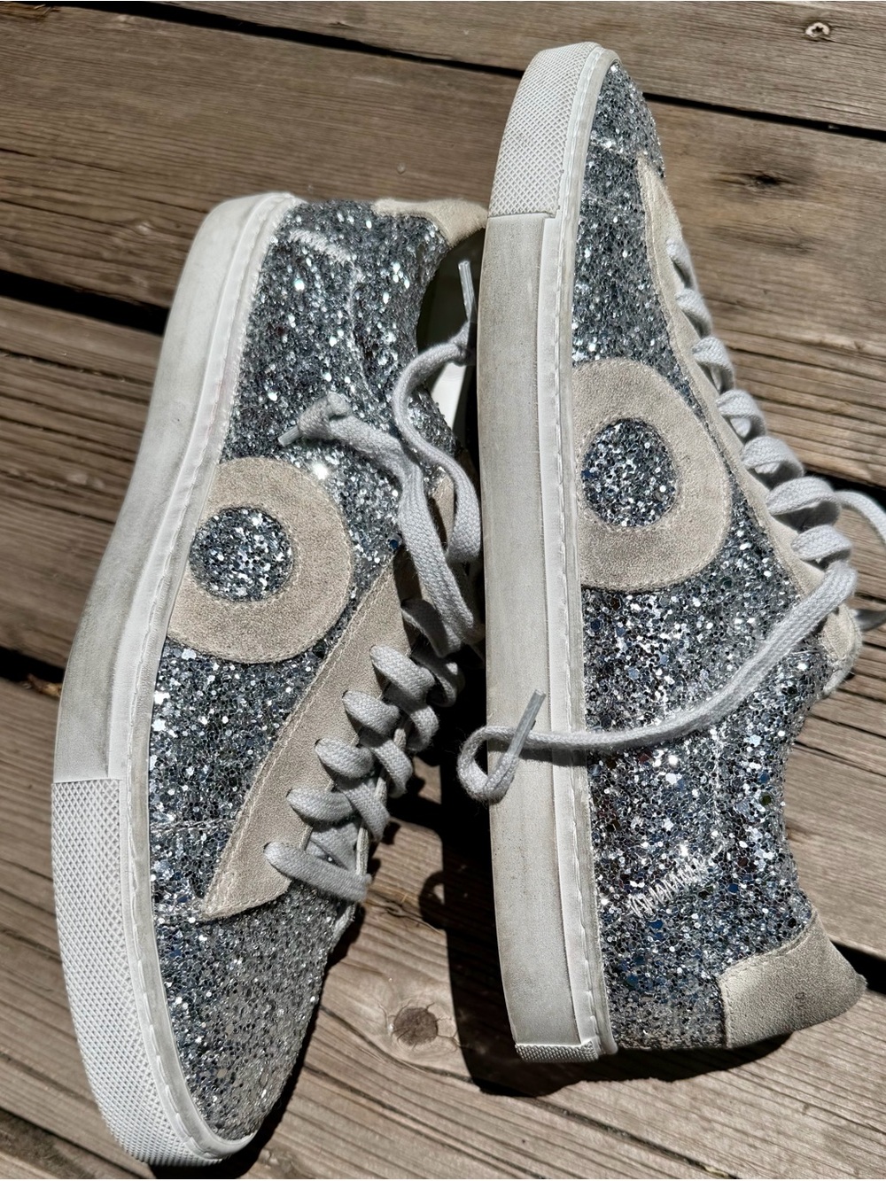 Oliver Cabell Silver Glitter Low-Top Sneakers